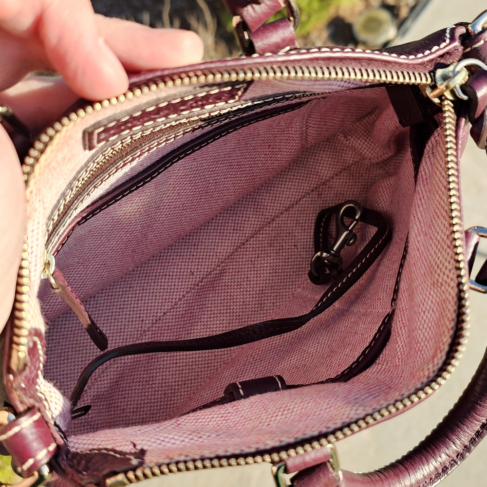 Dooney & Bourke Purple Pebble Leather Satchel - Picture 3 of 6